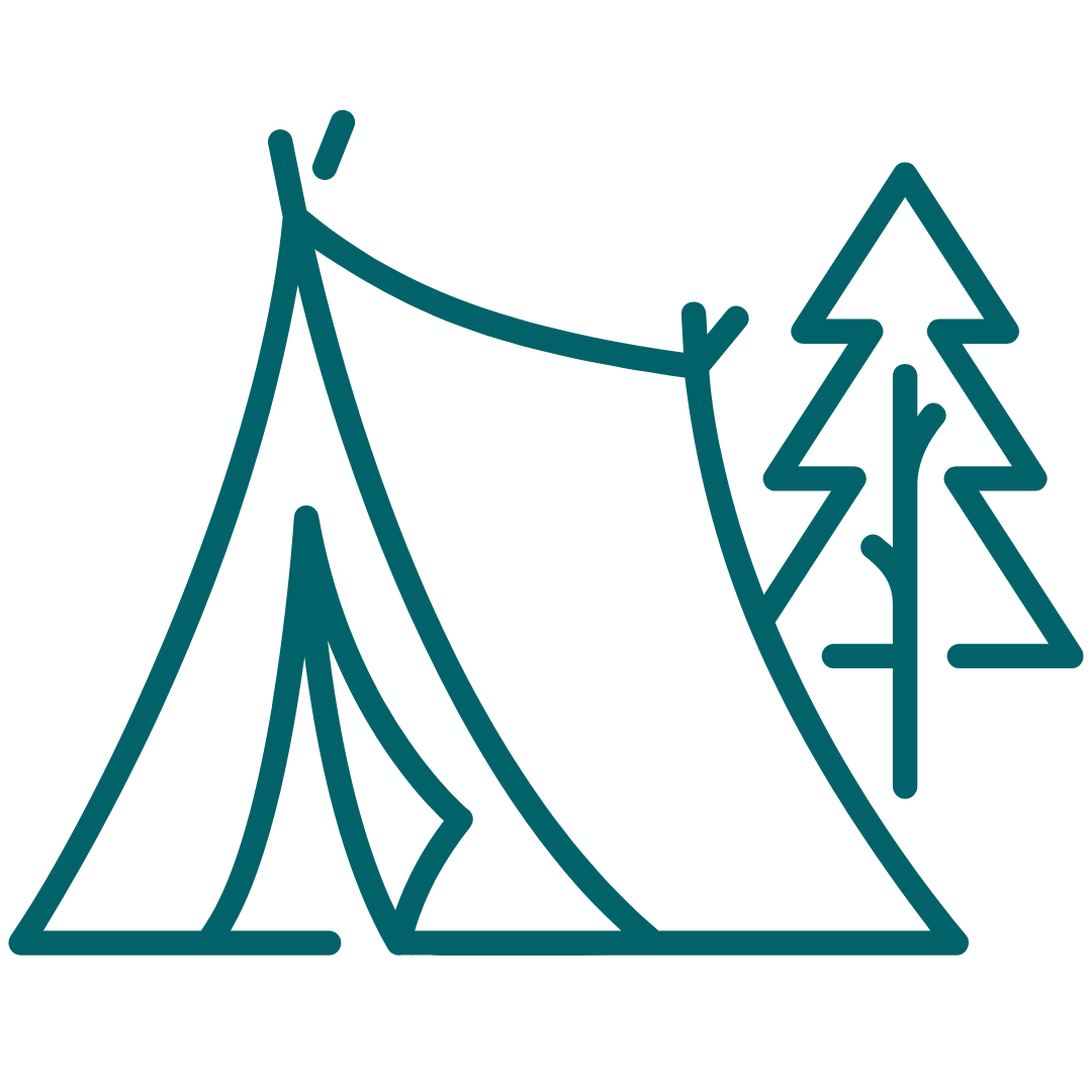 logo camping en vert sans fond descente canoë bivouac dans les gorges de l'Ardèche